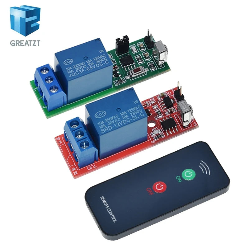 GREATZT IR 1 Channel Infrared Receiver Driving Switch Relay Driver Module Board 5V / 12V + Active Remote Controller