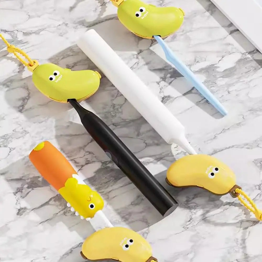 Cute Banana Toothbrush Protective Cover Plastic 2in1 Toothbrush Dust Cap Cover for Toothbrush Bathroom Supplies