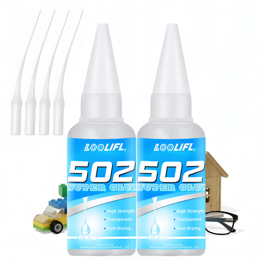 LOOLIFL 502 Super Glue Fast Drying Instant Adhesive High Strength Clear Glue for Plastic Metal Ceramic Glass Repair DIY Craft
