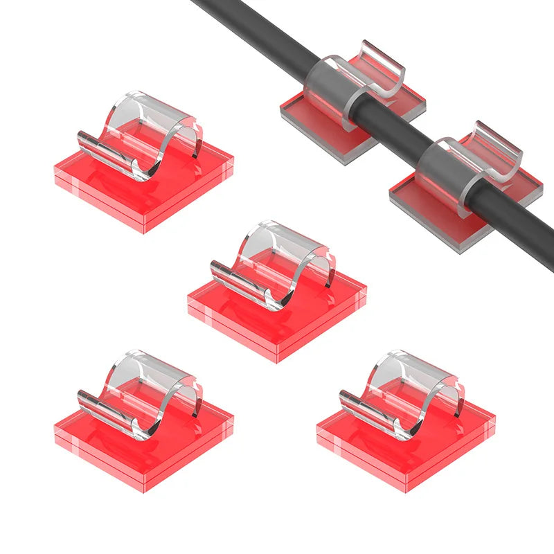 1-100Pcs Self Adhesive Cable Clips Wall Mounted String Light Holder Clamp Wire Organizer Cable Management for Home Office Car