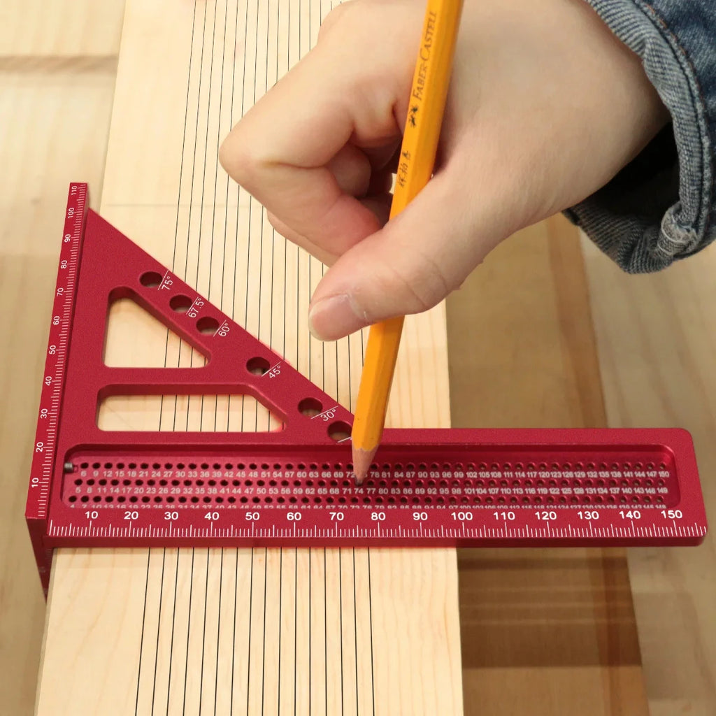 3D Measuring Ruler Aluminum Alloy Woodworking Square Protractors Triangle Layout Measuring Tool Multipurpose Measuring Ruler