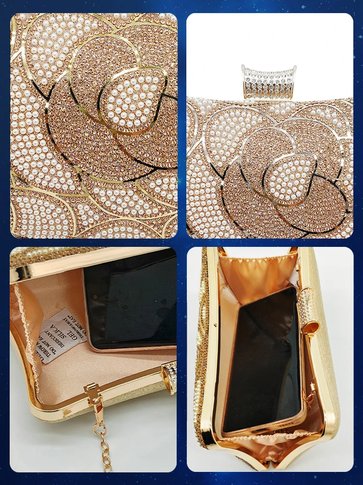 Party Banquet Glitter Handbags Fashion Elegant Crystal Bridal Wedding Clutch Bags Luxury Rhinestone Women's Evening Clutch Bag