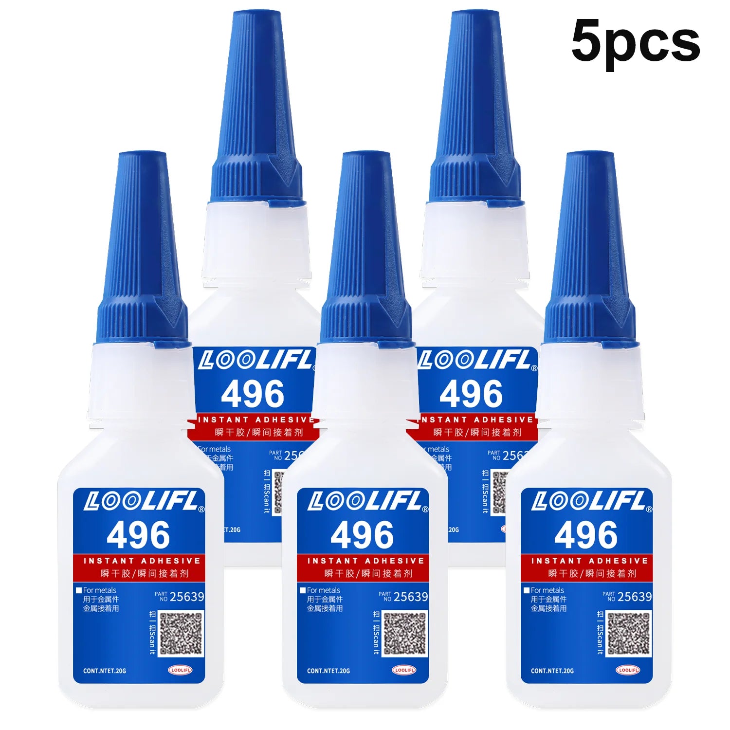 Loolifl New Upgraded 1-25Pcs Super Glue 496 Strong Cyanoacrylate Instant Adhesive, Quick-Drying in 5 Seconds, Waterproof and Stable, Universal Bonding Tool
