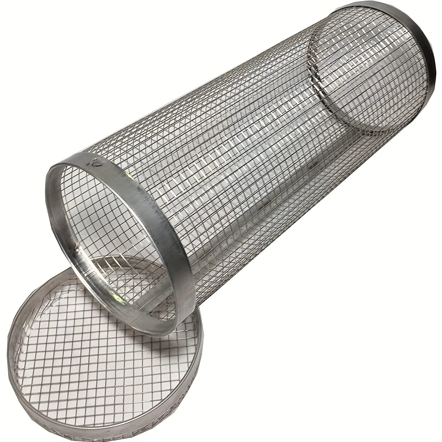 Stainless steel outdoor portable barbecue cage, camping picnic barbecue grill rotating rolling barbecue cage.