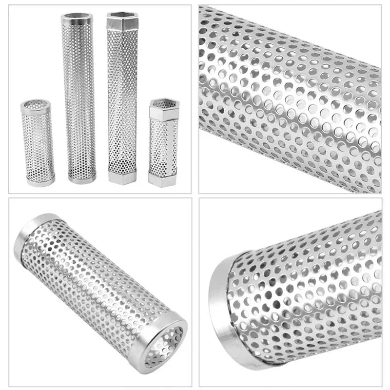 BBQ Stainless Steel Perforated Mesh Smoker Tube Filter Gadget Hot Cold Smoking  BBQ Smoked Spice Tube