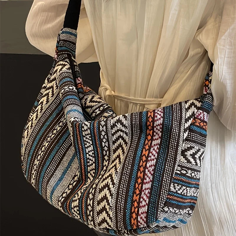 Crossbody Bags Tribal Style Shoulder Bag, Foldable Crossbody Striped Pattern, Flag Theme Hand Washable Edge Painted Lining 2026