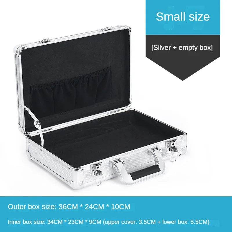 Portable Suitcase Aluminum Toolbox With Lock Electric Tool Box With Sponge Sturdy Hard Case Flight Case Household Storage Box