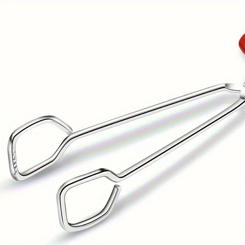 Kitchen Tongs, Heavy Duty Cooking Tongs, Easy Grip Scissors Tongs, Comfortable Red Handle, Can Be Used for Cooking BBQ