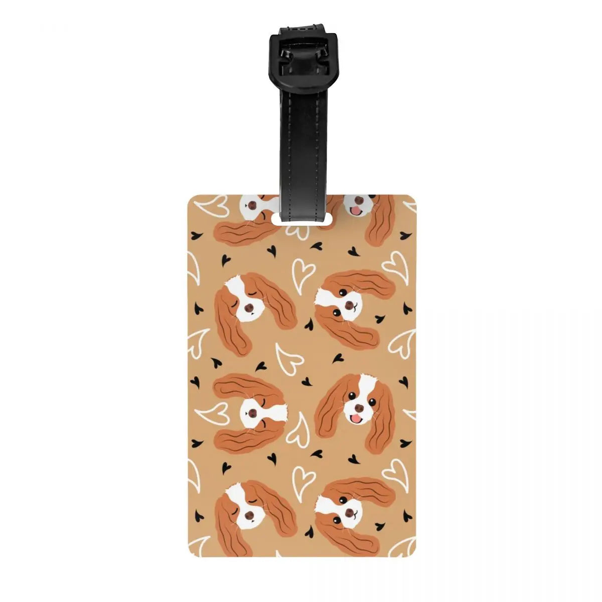 Custom Cavalier King Charles Spaniel Pet Portraits Art Luggage Tag Dog Suitcase Baggage Privacy Cover ID Label