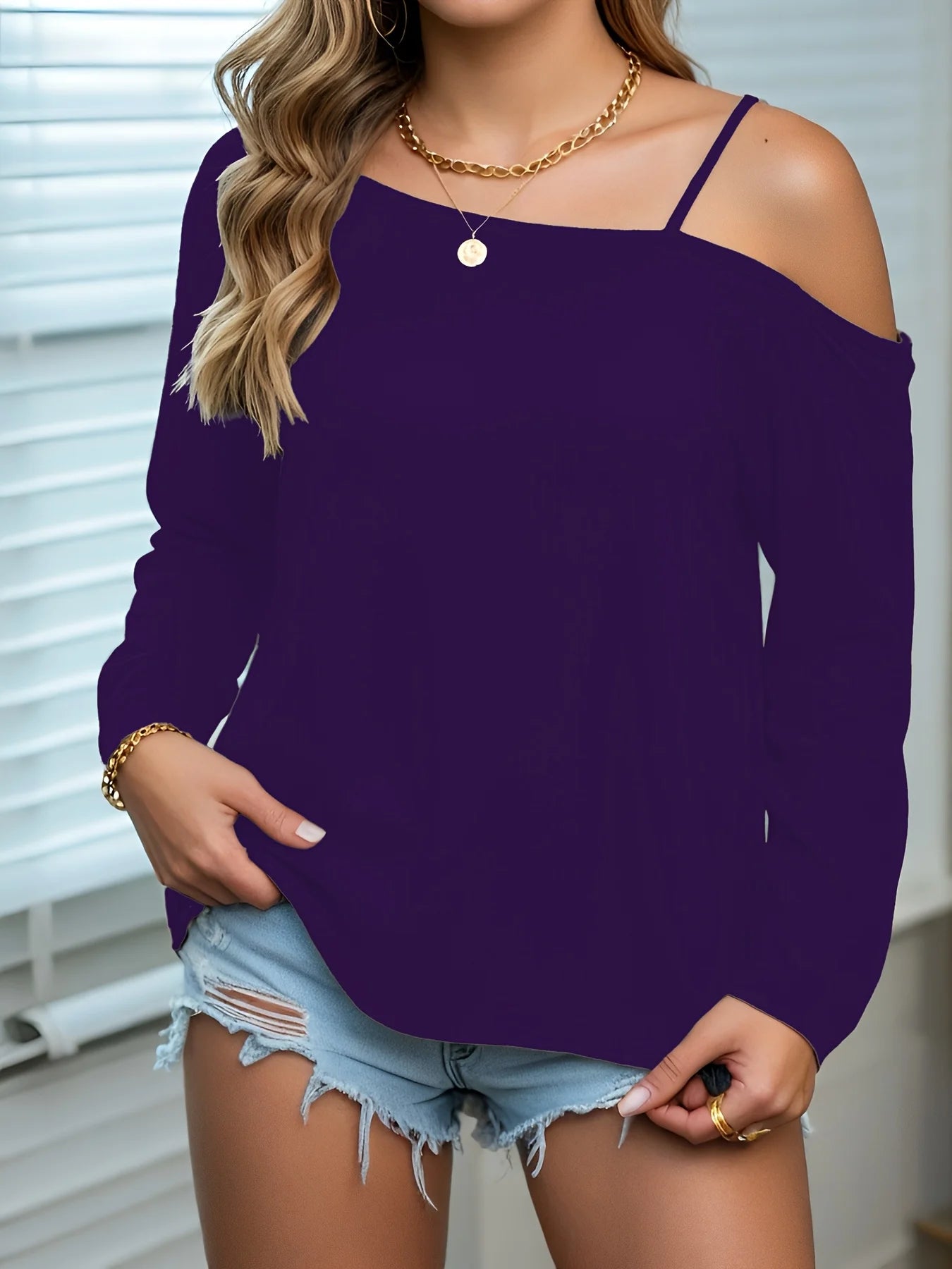 Plus Size Cold Shoulder Long Sleeve Top for Effortless Style and Comfort