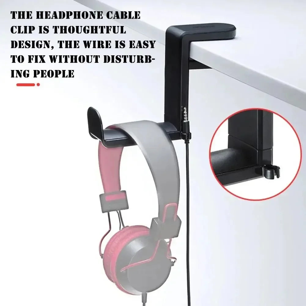 Drilling Free Installation Headset Desk Hook Adjustable Earphone Clip Non Slip Gaming Headset Holder Stand for Office Travel