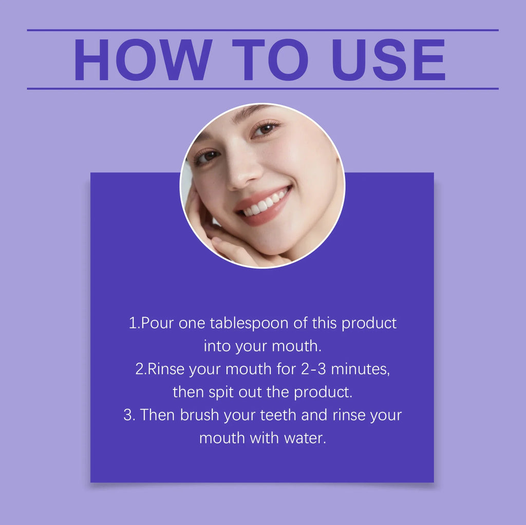 Purple Mouthwash Fresh Mint Flavor Gentle Formula Daily Oral Care Portable 20 Sachets Travel Size No Alcohol Quick Rinse 240ml