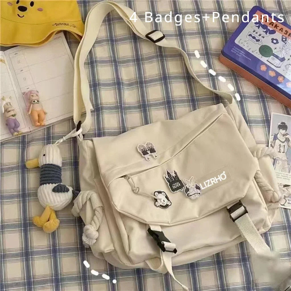 Shoulder Bag Large Capacity Crossbody Bag Retro Workwear Postman Bags for Women Nylon Handbags