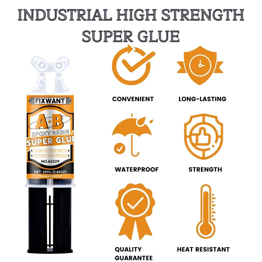 AB Epoxy Glue High Temp Resistant | Metal Stainless Steel Glass Repair | Cold Welding Adhesive | 6ml 25ml Tube