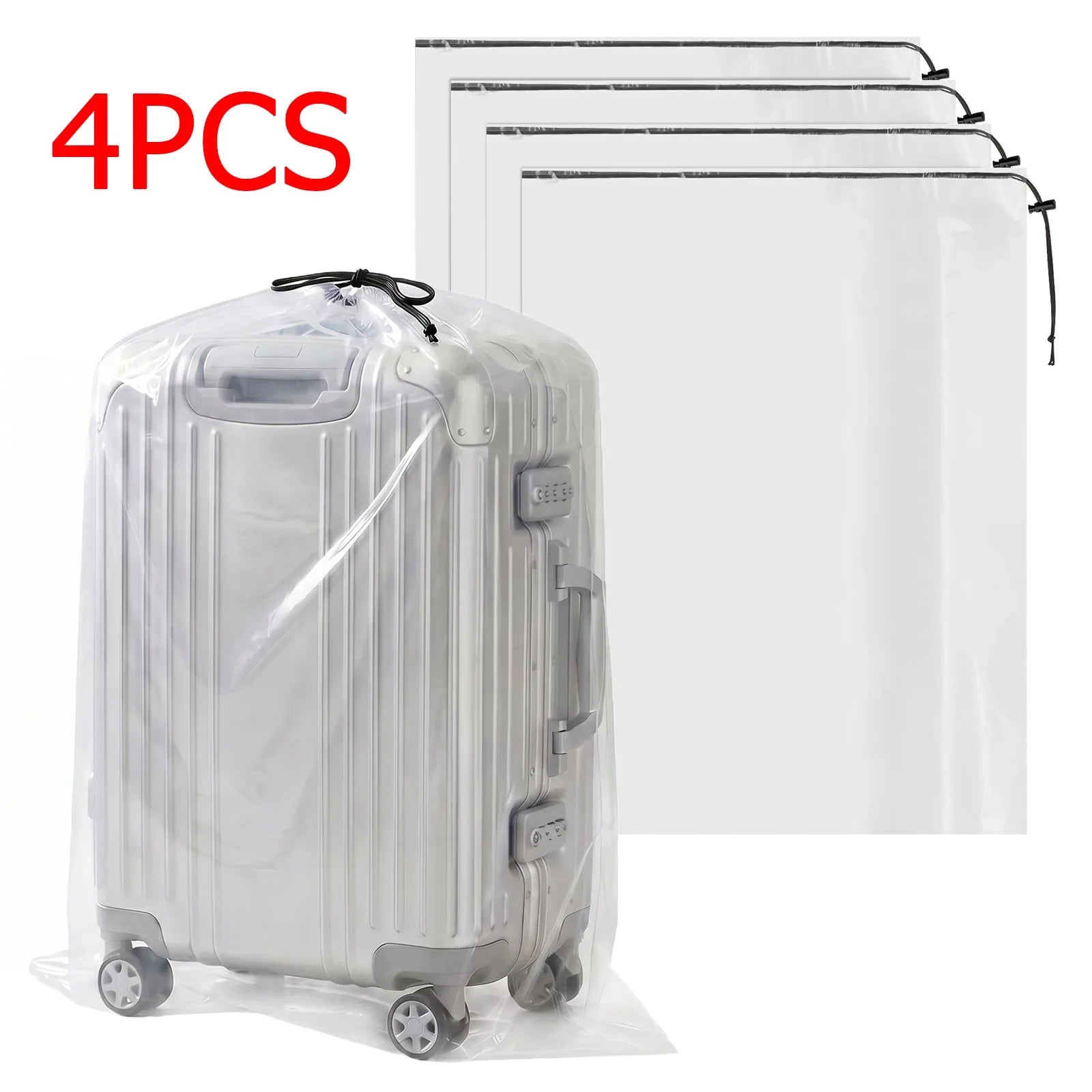 4 Pcs Suitcase Dust Cover Clear Drawstring Luggage Box Storage Bag Suitcase Blanket Quilt Organizer Travel Sleeve Accessory