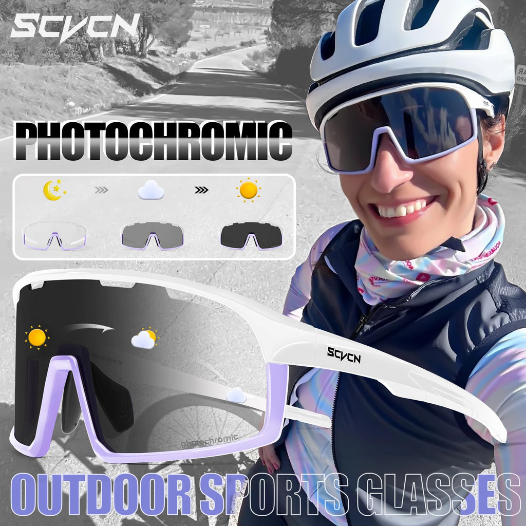 SCVCN Photochromic Sunglasses Cycl Men UV400 Eyewear Sports MTB Outdoor Goggles Bicycle UV400 Women Cycling Glasses Sunglasses