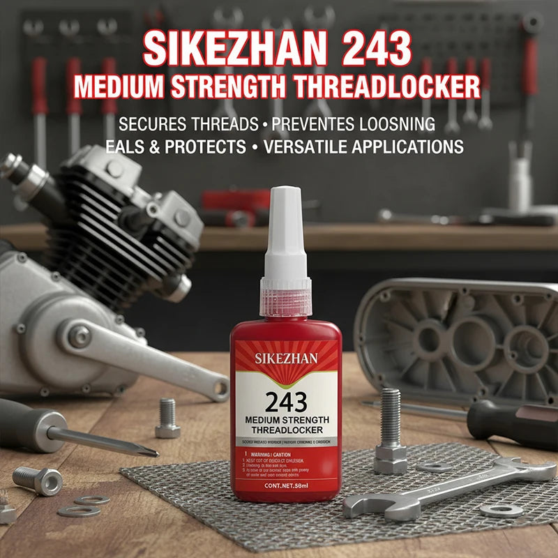243 Anaerobic Adhesive Medium Strength Threadlocker Blue Sealant for Metal Screw Lock SIKEZHAN Anti-Vibration Bolt Glue 50ml