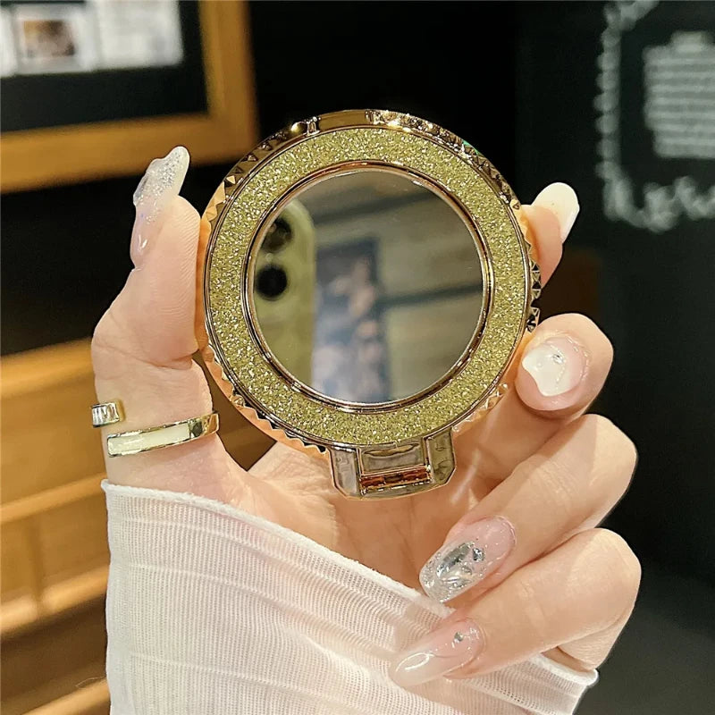 Luxury Diamond Patterned Magnetic Back Sticker 360° Rotating Mirror Magnetic Phone Holder Suitable for Various Phone Models