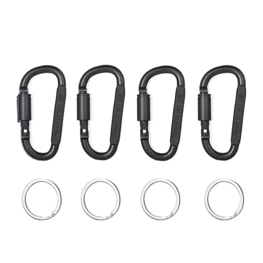 4 Pack D-ring Carabiner Clip Lightweight Aluminum Carabiners With Barrel Locking For Keychain Tactical Bag Backpack