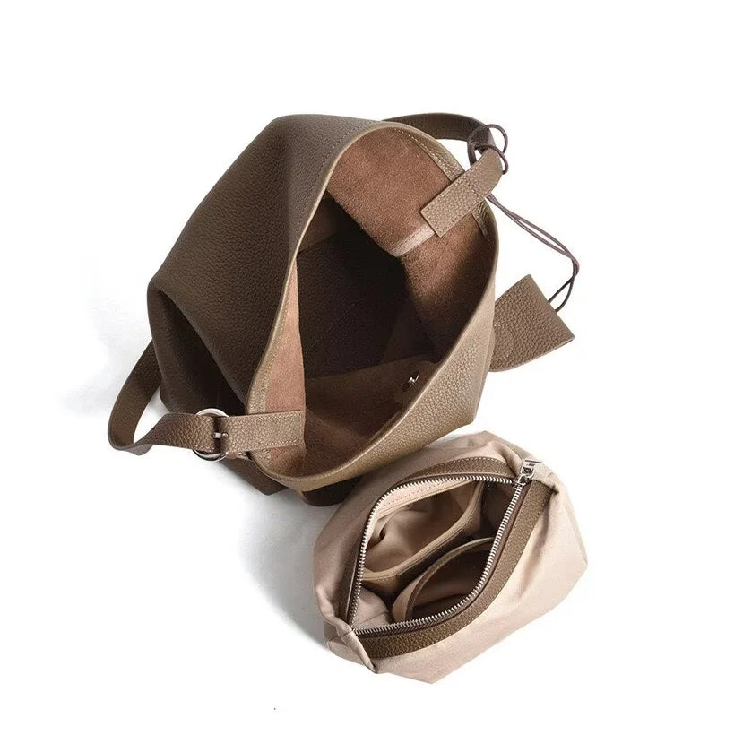 Big Bucket Handbag,Genuine Leather Shoulder Bags,Designer Women Luxury Brand Handbags,Crossbody Bags,Soft Cowhide Travel Tote