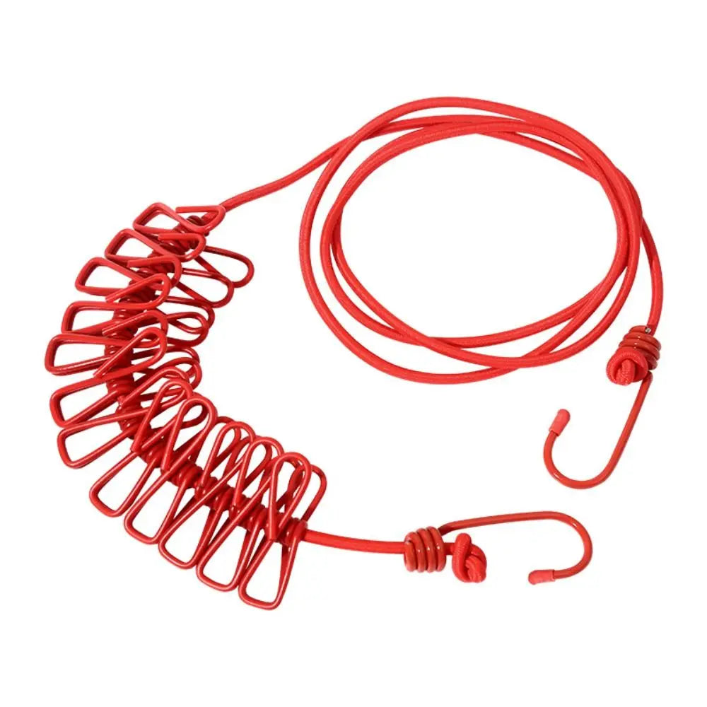 Multi-functional Windproof Clothesline with 12 Clips Colorful Clothesline Rope Travel Clothesline Outdoor