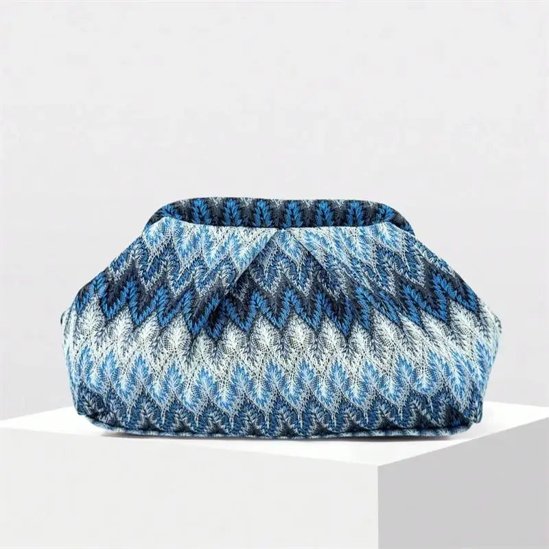 European American Bohemian Clutch, Beach Leisure Vacation Clip Bag Fashion Niche Design Color Block Large Capacity Evening Bag