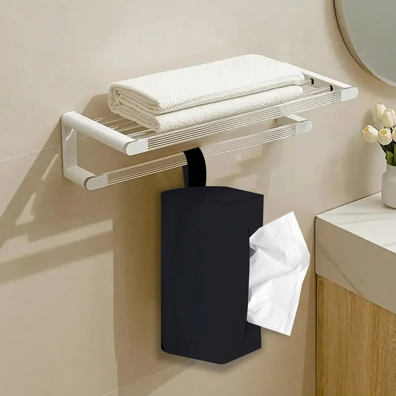 Car Tissue Box, (Large - One Size) Sunshade Seatbackrest Hanging Tissue Box, Car Armrest Box, Car Storage and Organizing Accesso