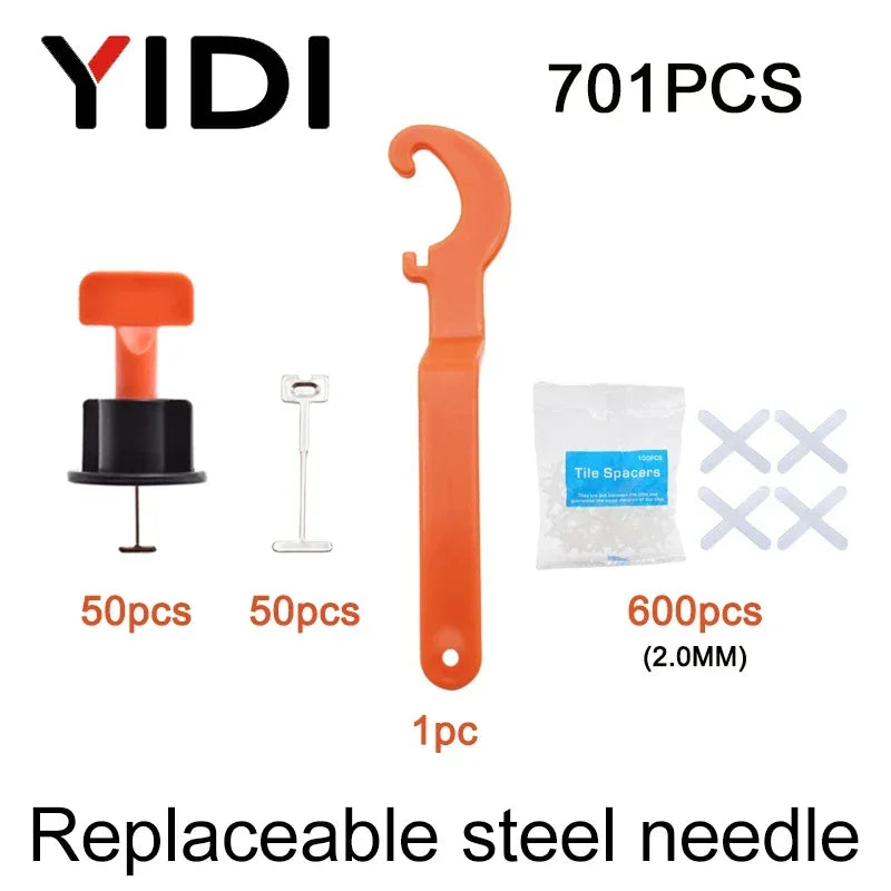 51/151/401/701pcs Tiles Leveling System Level Wedges Tile Cross Spacer Locator Resuable Replaceable Steel Heedle Leveler Tools