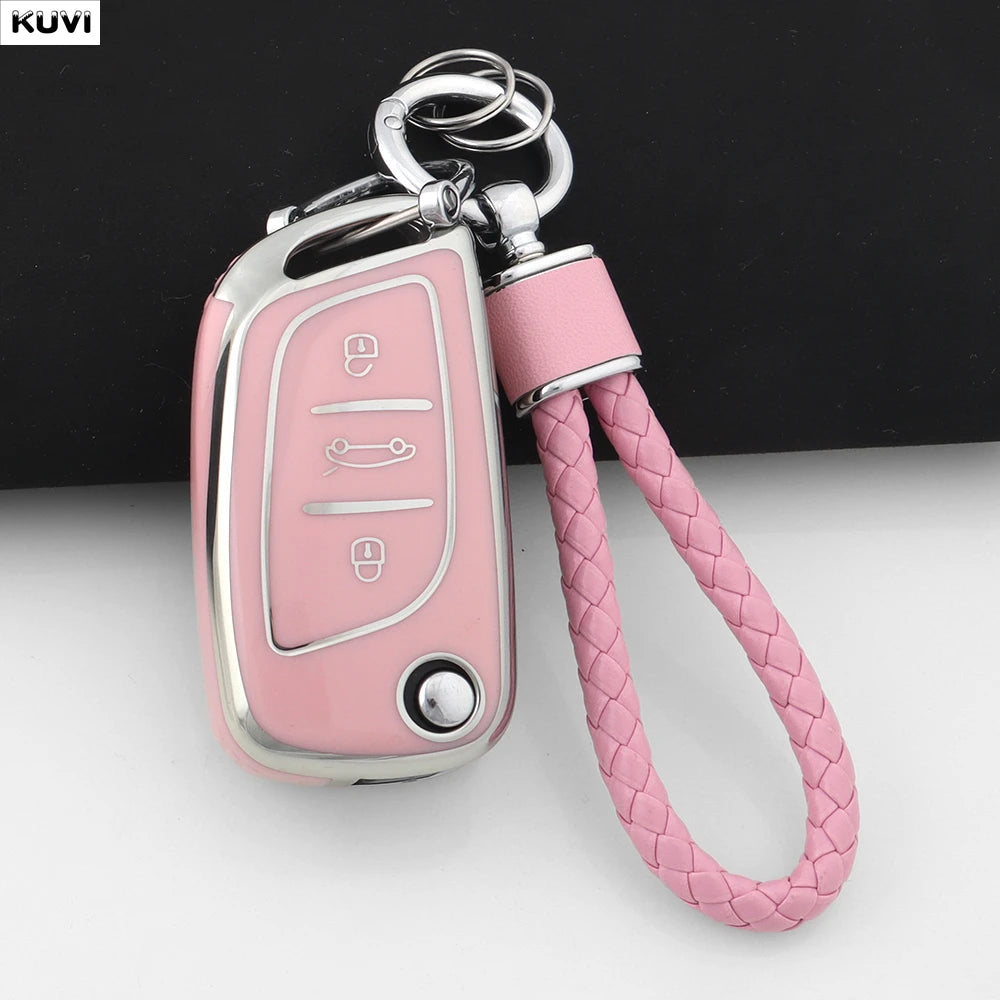 Fashion TPU Car Flip Key Case Cover Shell For Citroen C1 C2 C3 C4 C5 XSARA PICA For Peugeot 306 407 807 For DS DS3 DS4 DS5 DS6