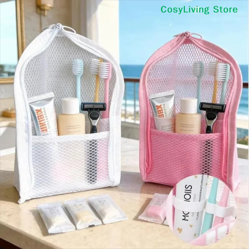 [CL]Large Capacity PVC Cosmetic Bag Waterproof Space Saving Toothbrush Toiletry Pouch Zipper Closure Vertical Design[CL]