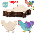 10pcs/set Unfinished Wooden Chicken Cutouts Blank Wooden Ornaments Thanksgiving Supplies for DIY Painting Party Decora Hanging