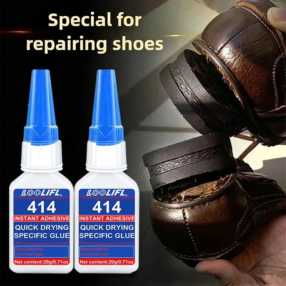 414 Instant Adhesive, Highly Waterproof Quick Drying Super Glue, Universal Adhesive for Shoes, Rubber, Metal, Plastic Repair