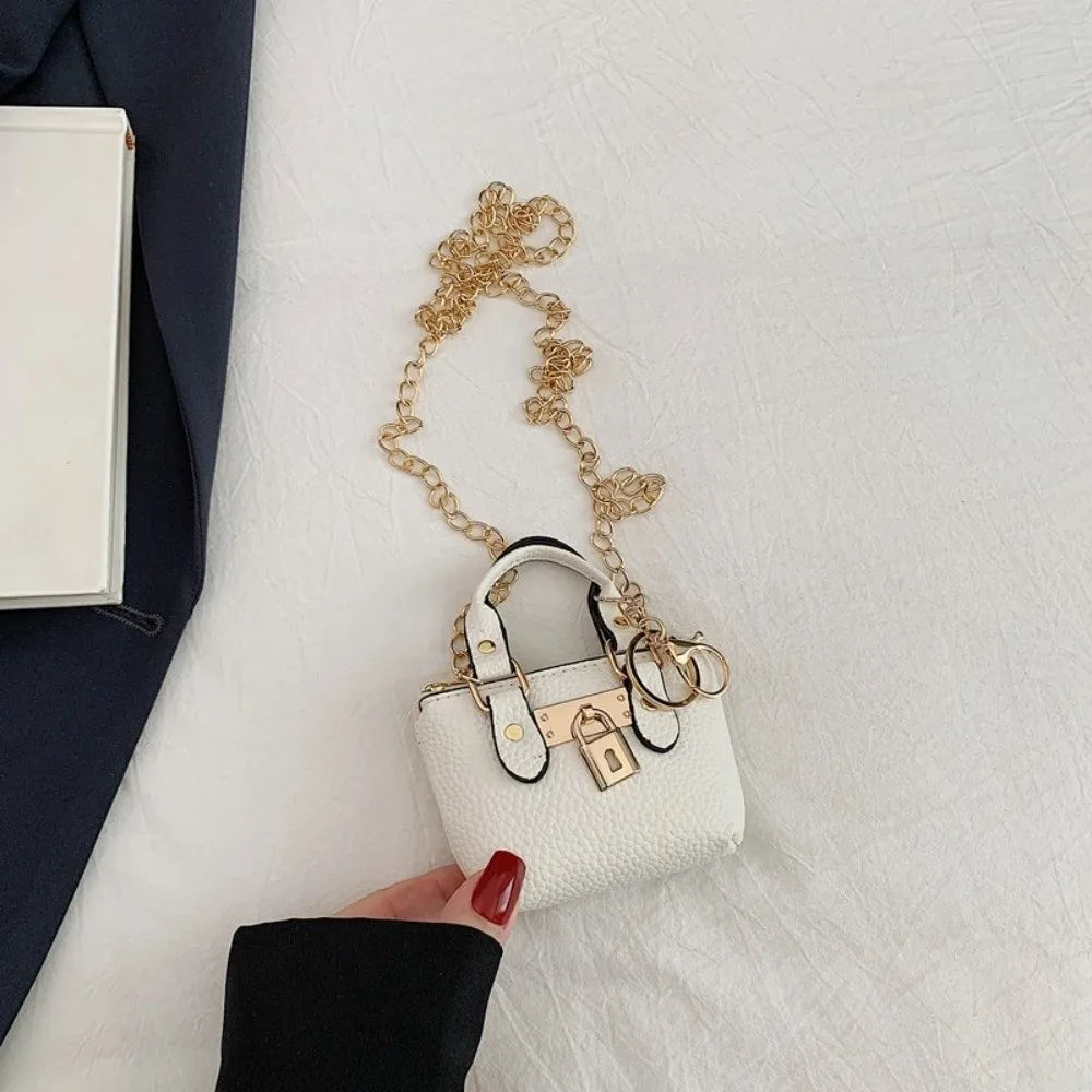 Portable Mini Small Square Bag Hand-held One-shoulder Shoulder Bag Chain Strap Wallet Keychain Women