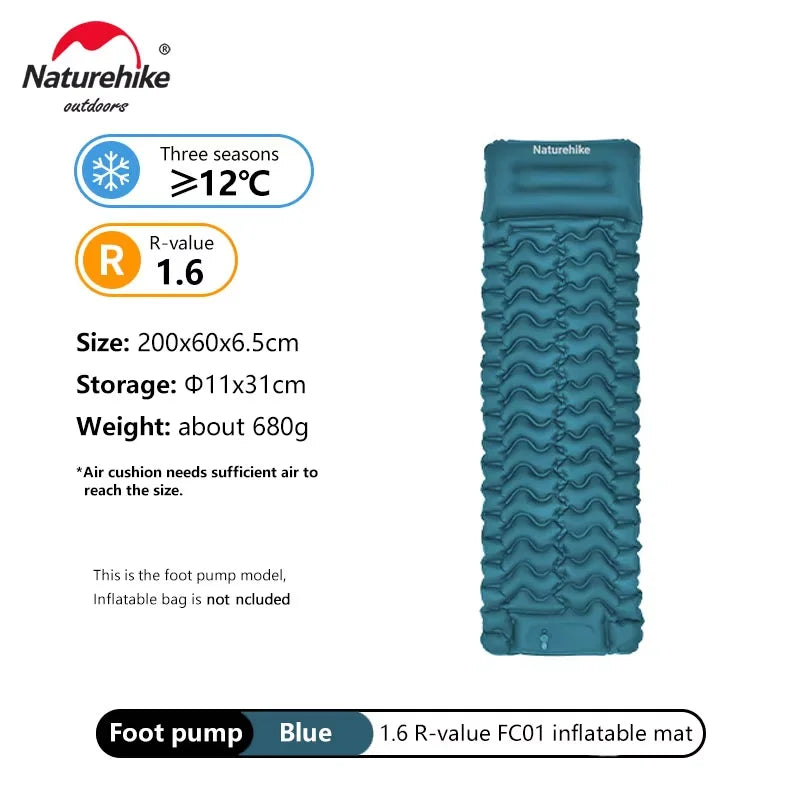 Naturehike Inflatable Mattress Camping Mattress Air Mattress Ultralight Outdoor Sleeping Pad Folding Bed Hiking Sleeping Mat