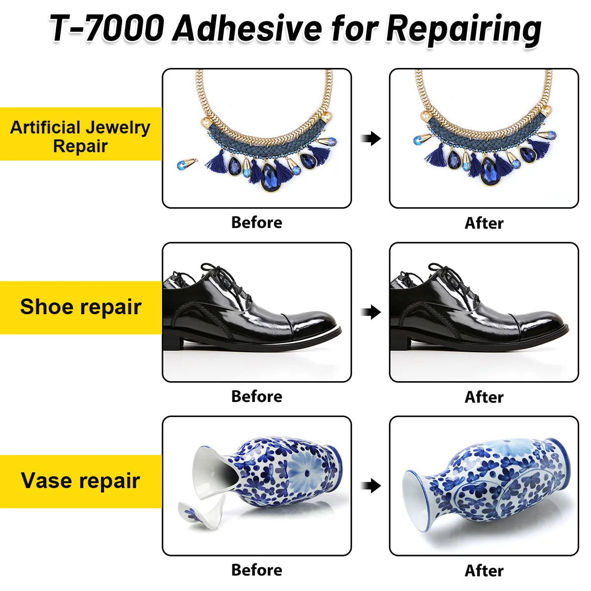 T7000 Black Glue for Mobile Screen Repair, Waterproof Glue for Craft Jewelry, Super Strong Liquid Adhesives, Multi-Purpose Glue for Diy, T-7000 Black Liquid Tool, Super Glue