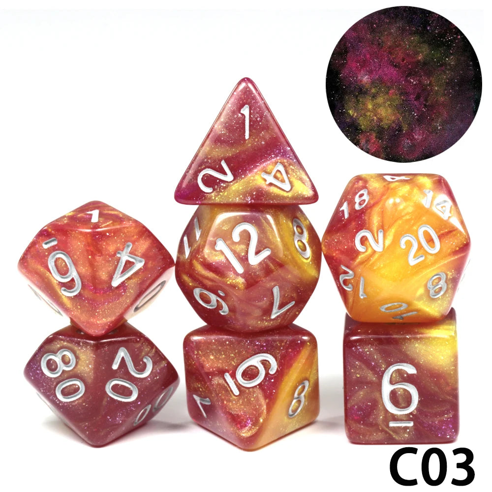Polyhedral Dice TRPG DNDGame Games 7Pcs/Set D4 D6 D8 D10 D12 D20 Multi Sides for Board Game