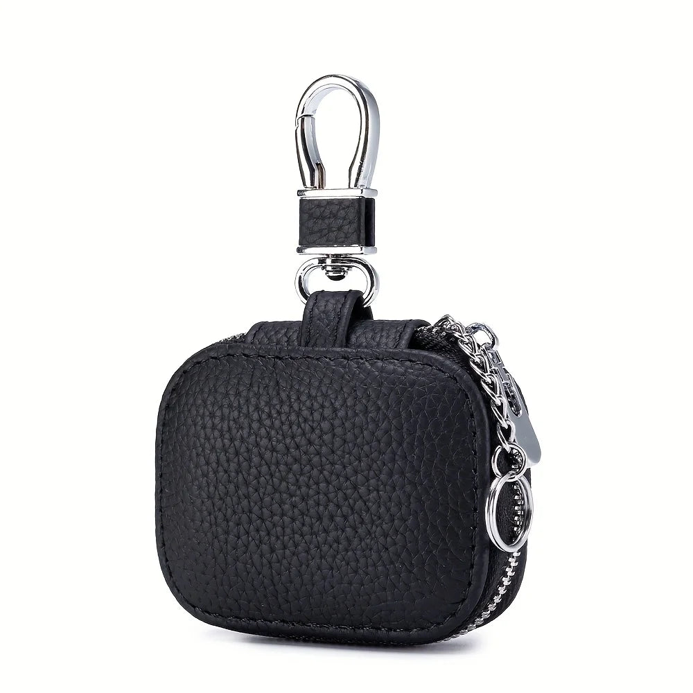 Earbud Carrying Case Small Compatible with PU Leather Earphone Case Protective Storage Pouch Bag with Mesh Pocket & Keychain for