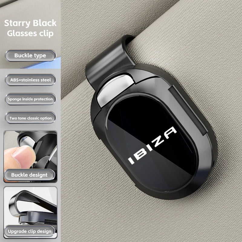 New Car Sun Visor Glasses Clips One-hand Pressing Eyeglasses Holder Sun Glasses For seat ibiza Car Accessories Out of sight