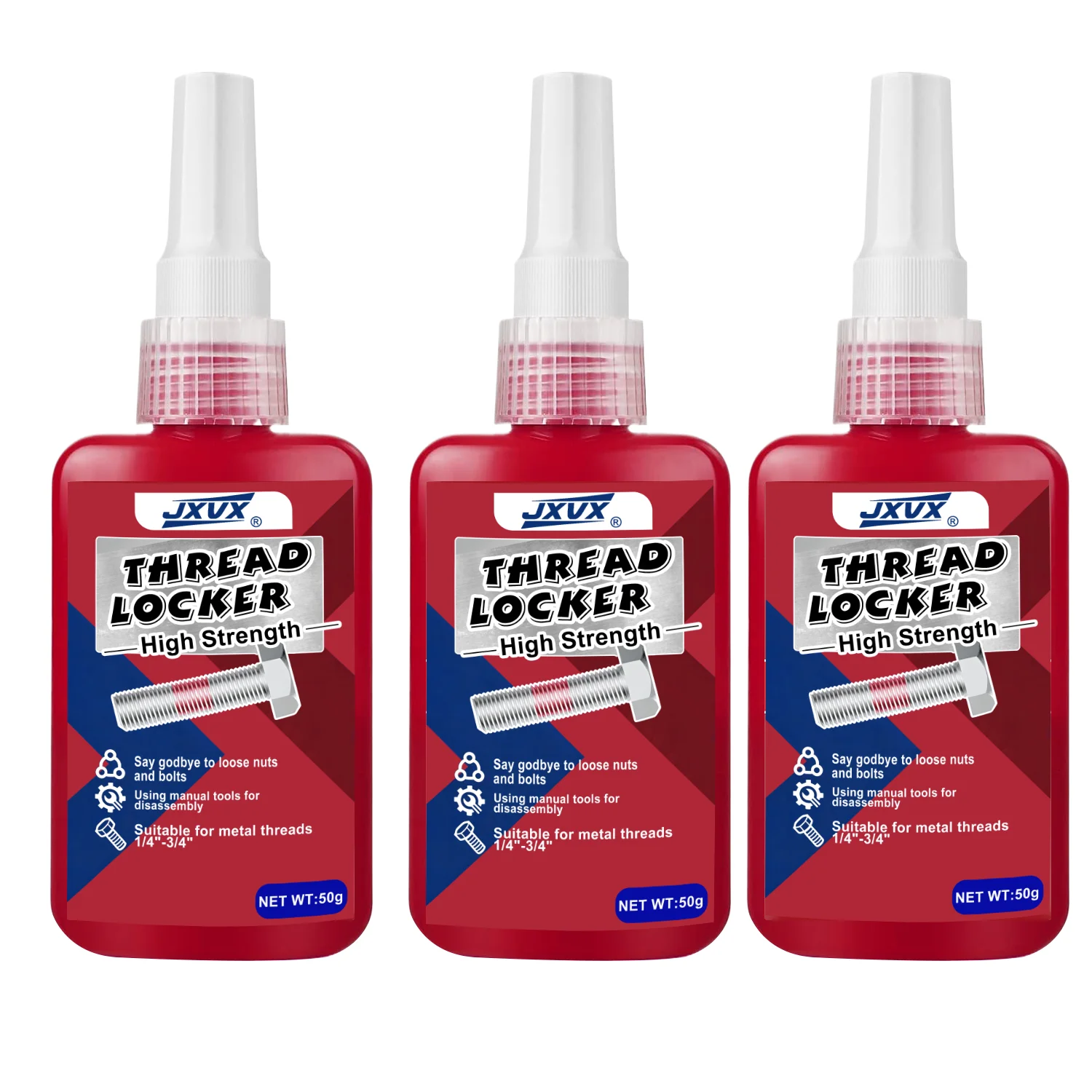 High-Strength Red Threadlocker, Nut and Screw Fastener, Adhesive for Screws with Airtight Sealing, Anaerobic Curing Fasteners, Metal Glue, Essential and Resistant Tool, 50g