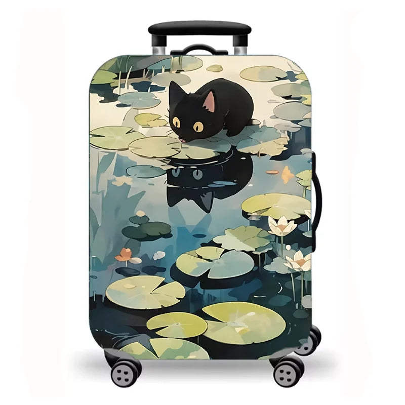 Luggage Cover, Cute Cat Print Stretch Suitcase Protector for Travel, 16 Styles Oil Painting Cat Design