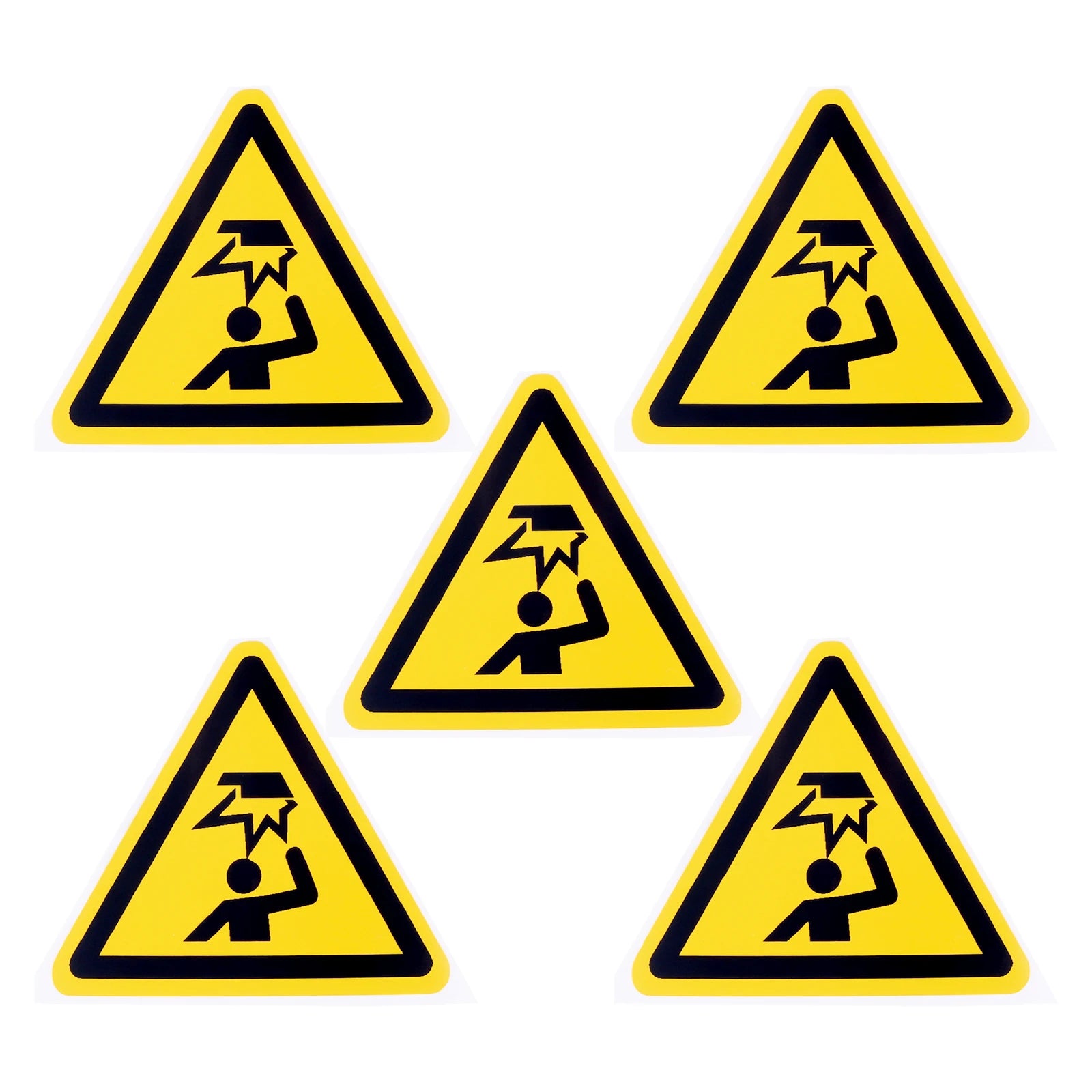 5Pc PVC Warning Signs Sticker Logo Security Safety Labels Water-Resistant Oil-Proof Warning Tag Wall Machine Sticker 25/50/100mm