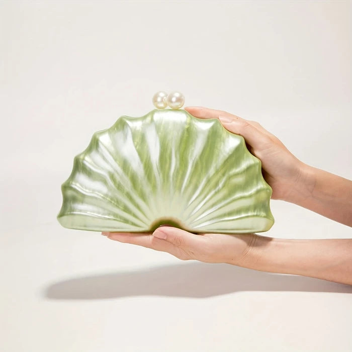 Shell Clutch Bag Acrylic clutch bag women wedding evening party cute ivory pearl color purse handbag summer new 2024