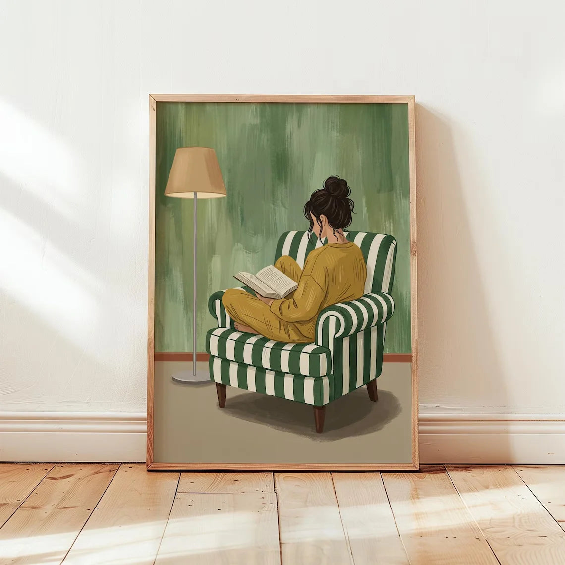 Reading Woman Art Print | Book Poster | Feminine Cozy Wall Art | Bold Orange Art Print | Abstract Contemporary Portrait Art