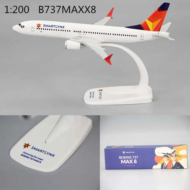 New 1:200 Scale Latvia B737 MAX8 SMARTLYNX Airlines ABS Plastic Airplane Aircraft Plane Model Toy Display Collection Gifts