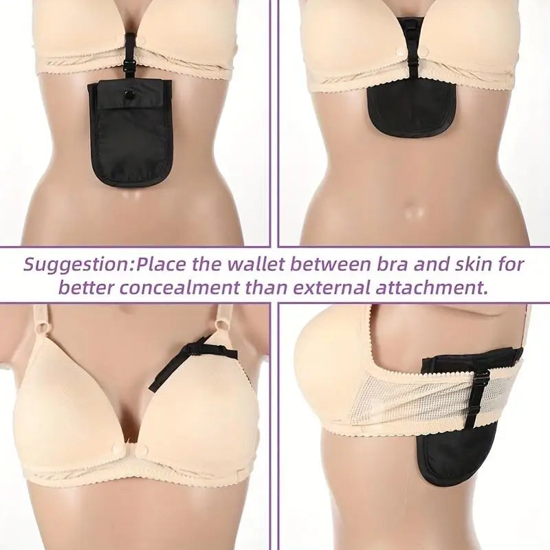 Undercover Bra Wallet Under Clothes Adjustable Money Belt Pouch Secret Travel Pocket Flap Small Storage Bag Outdoor Accessories