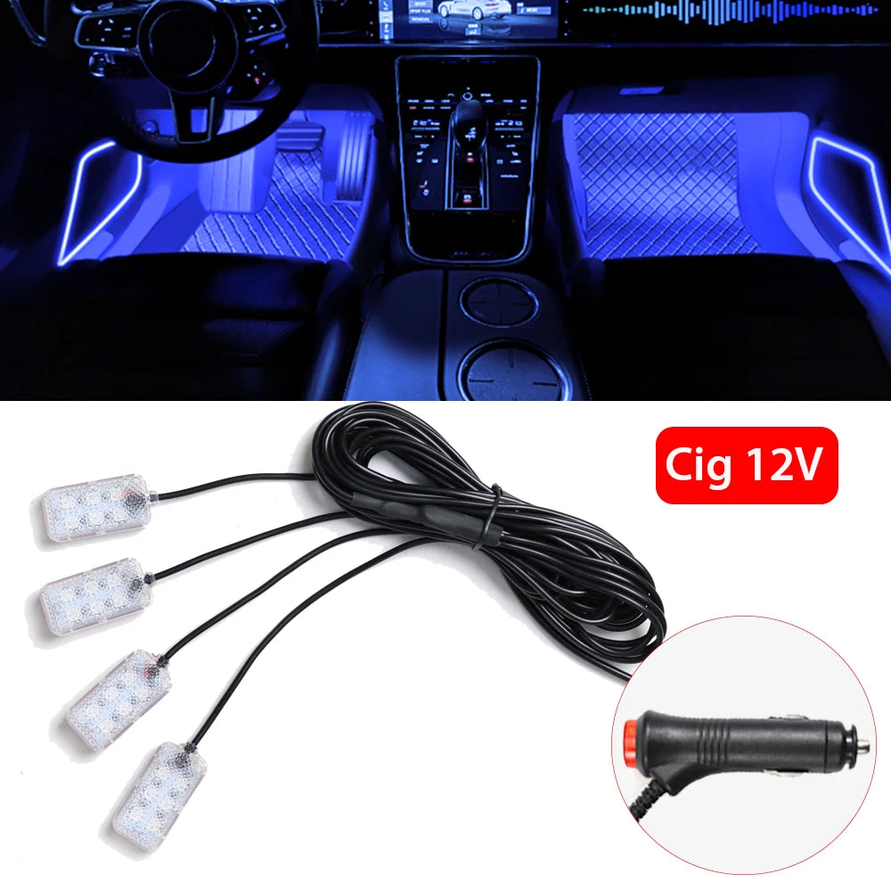 Foot Light Car Accessories ﻿LED Car Interior Ambient Foot Light with USB Atmosphere Decorative Lamps