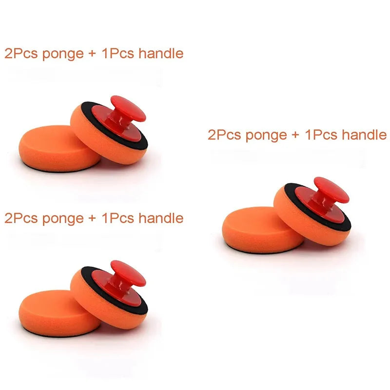 1-6set 4 Inch Car Wax Applicator Pads Set with Red Handle Soft Sponge Applicators Foam Wax Pad for Polishing and Cleaning Cars