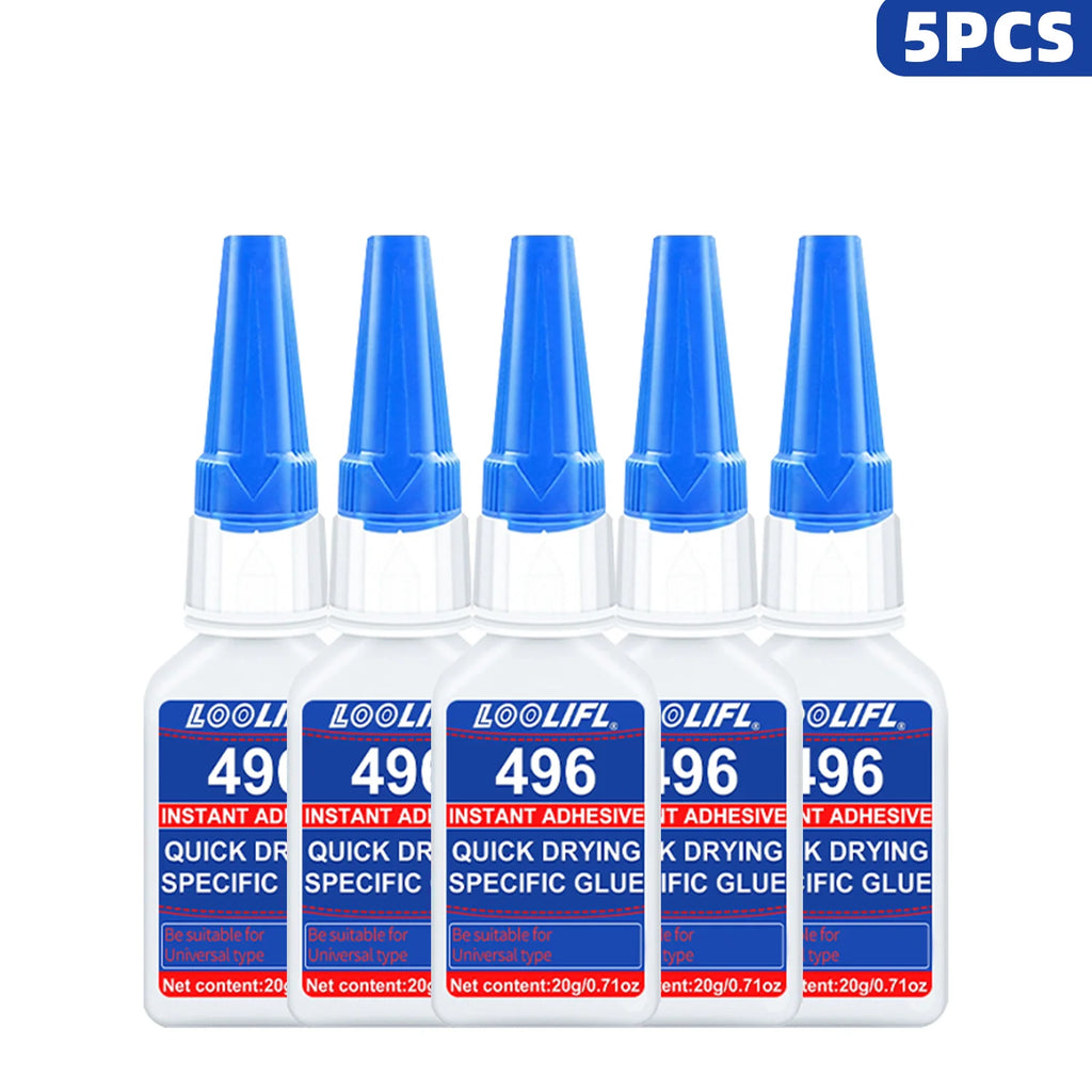 LOOLIFL496 Super Glue 20g Instant Adhesive Quick Drying Universal Strong Glue for Plastic Rubber Metal Wood Crafts Repair 1-5pcs