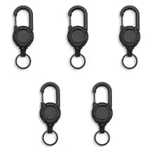 Retractable Heavy Duty Pull Reel Carabiner Multitool Survivalowy Buckle Spring Key Ring Outdoor Sporty Attachment Keychain Tool