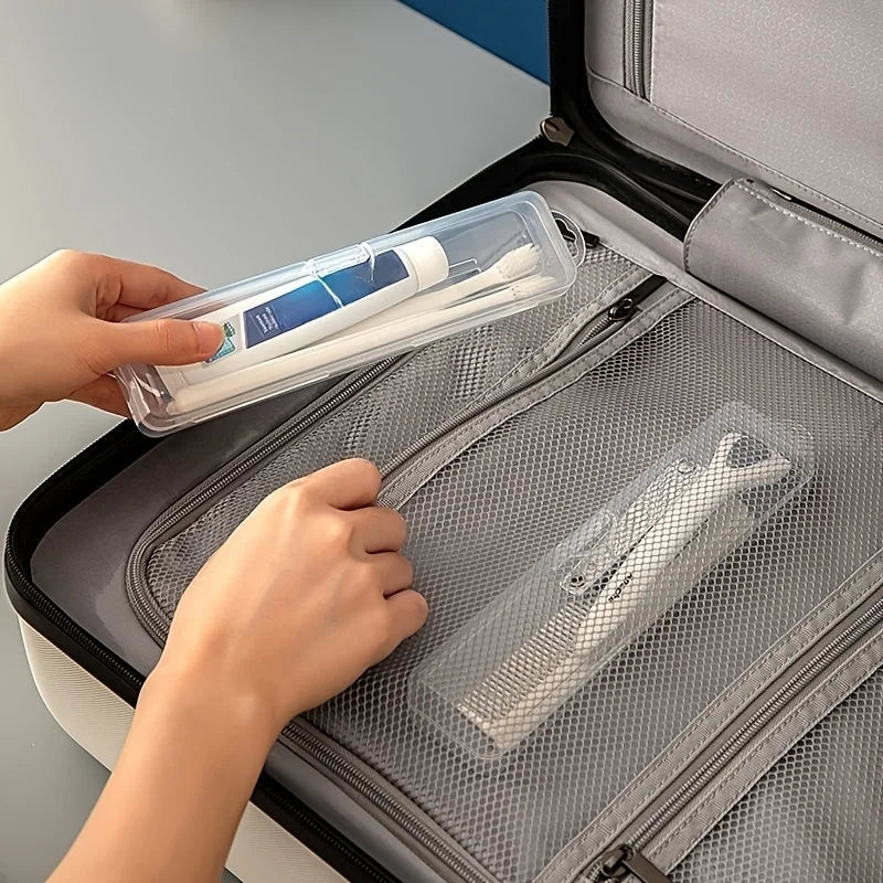 1 piece transparent portable toothbrush and toothpaste storage box, leak-proof travel toothbrush holder